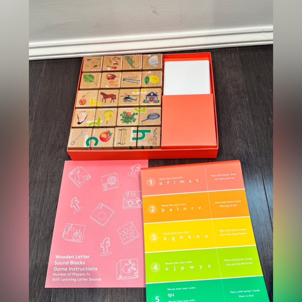 NWT Lovevery Colorful Wooden Letter Sound Blocks Game Set Kids Learn to Read
